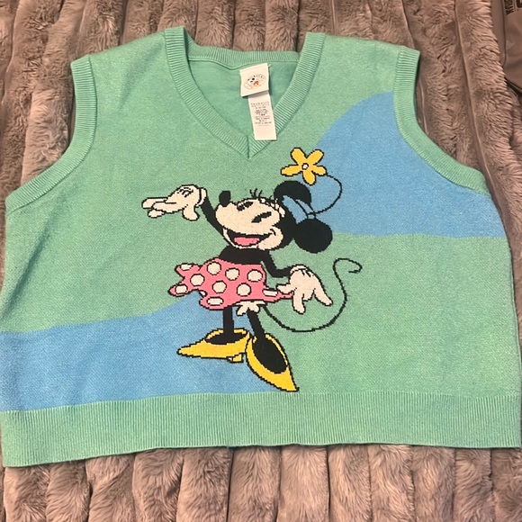Disney Parks Minnie Mouse Crop Sweater Vest XL Walt Disney World - Picture 1 of 3
